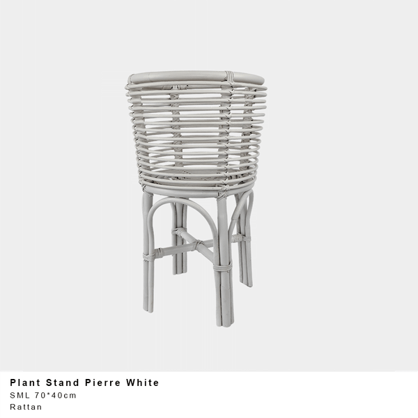 Rattan Plant Stand Pierre White - 70 x 40 cm – Belle Living