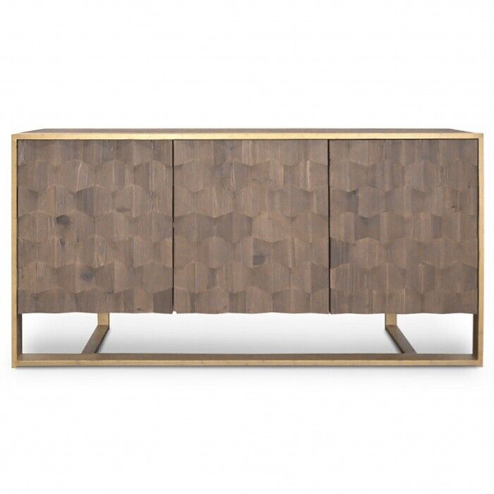 NEW Sideboard Buffet Unit in Reclaimed fir Wood with golden copper iron frame