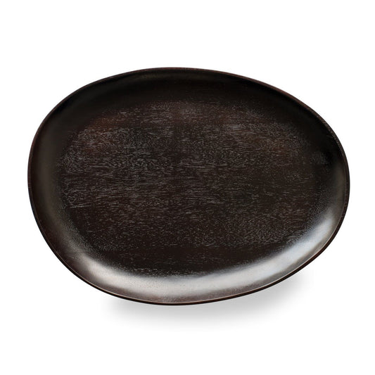 Nel Lusso Acacia wood Oval Platter black tray - 41cm x 30cm