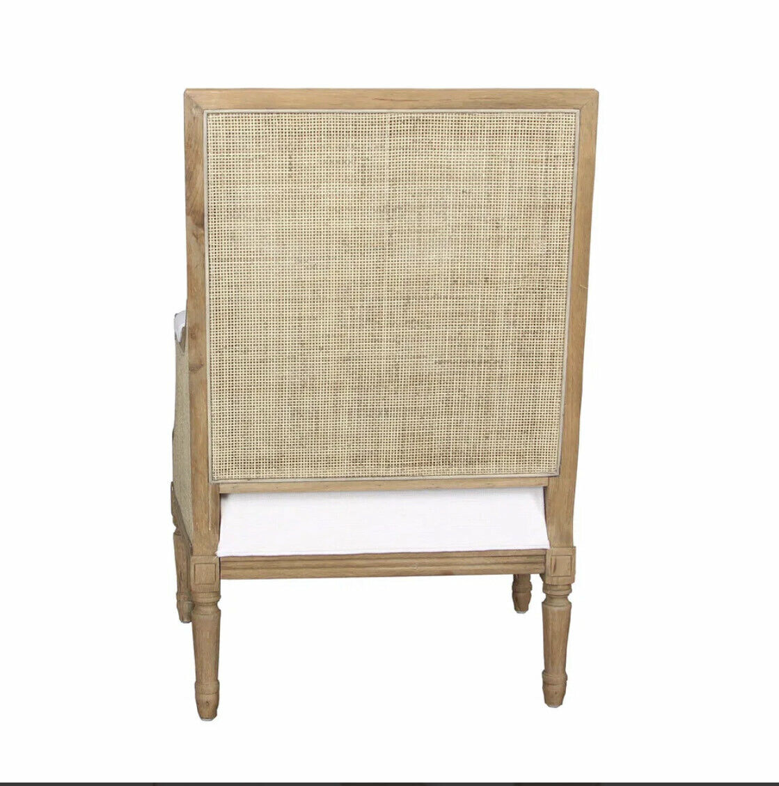 HICKS RATTAN CANED ARMCHAIR with White Cushions