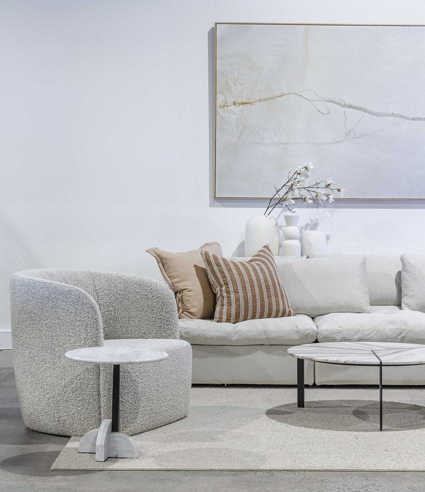 High End Gigi Storm Boucle Lounge Chair by Satara