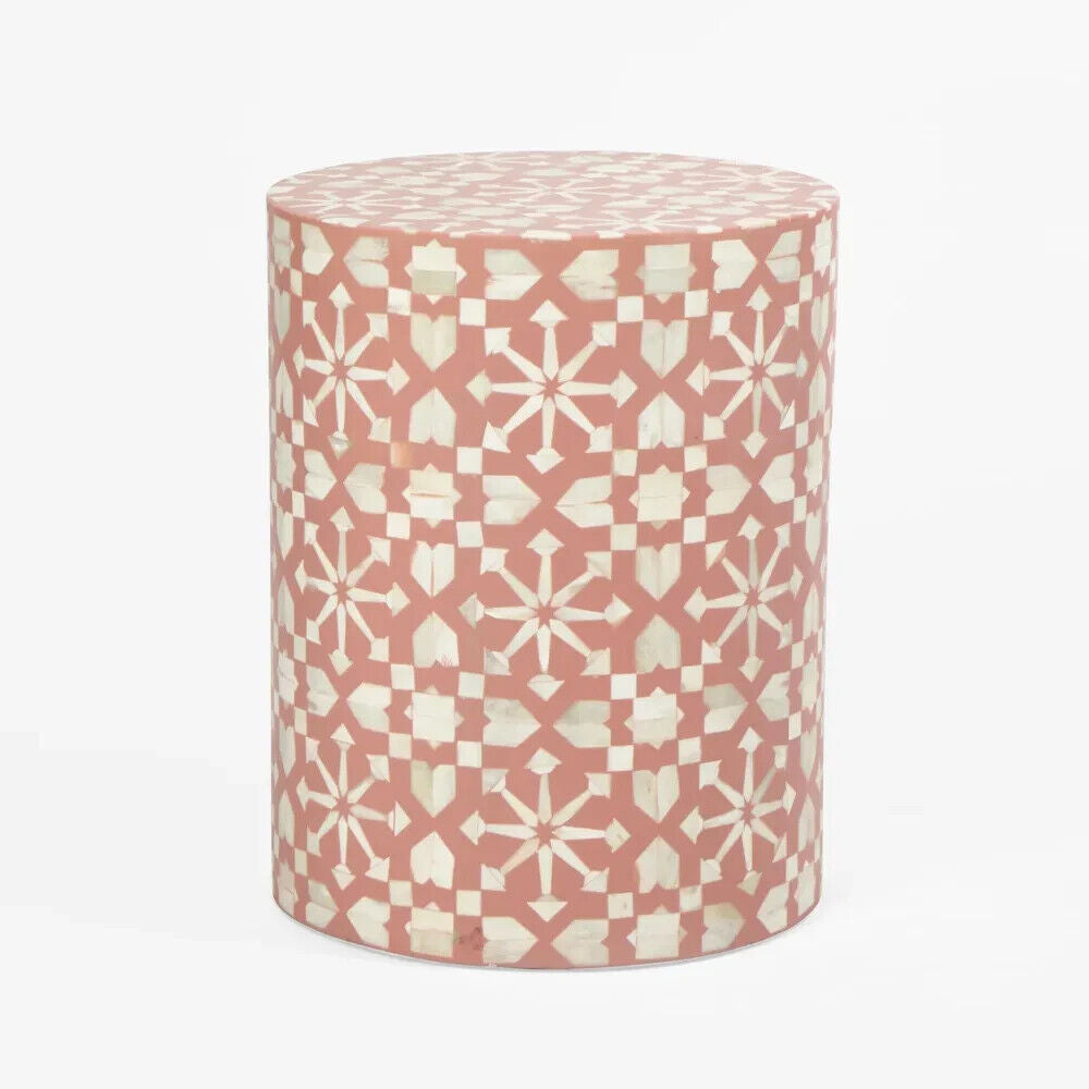 Adina Bone Inlay Side Table Peach/White By Florabelle Living