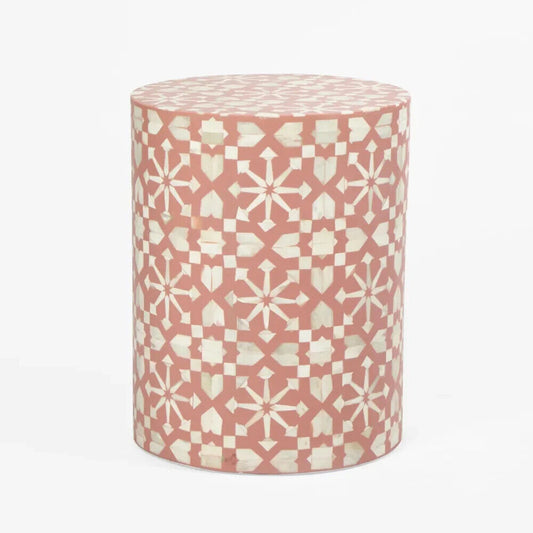 Adina Bone Inlay Side Table Peach/White By Florabelle Living