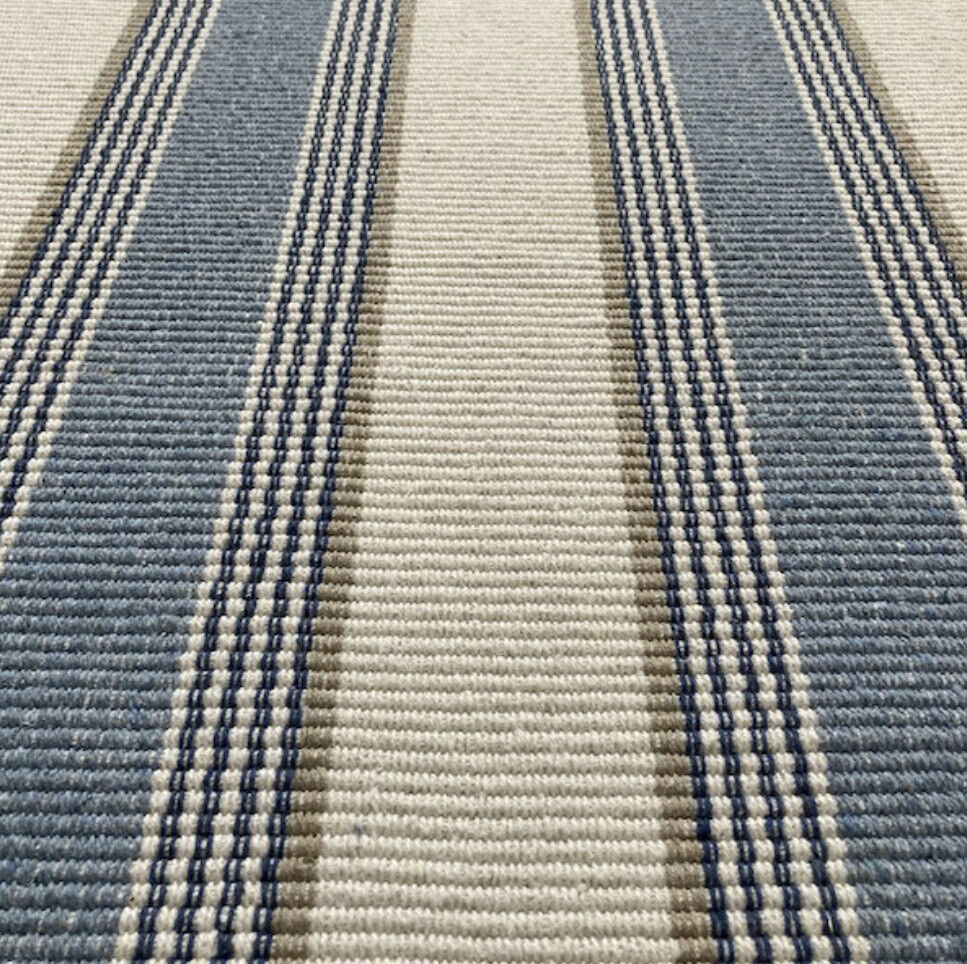Como Hamptons style Floor Rug recycled cotton Blue & Natural 240 x 300cm