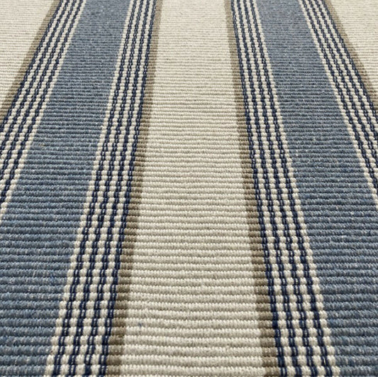 Como Hamptons style Floor Rug recycled cotton Blue & Natural 240 x 300cm