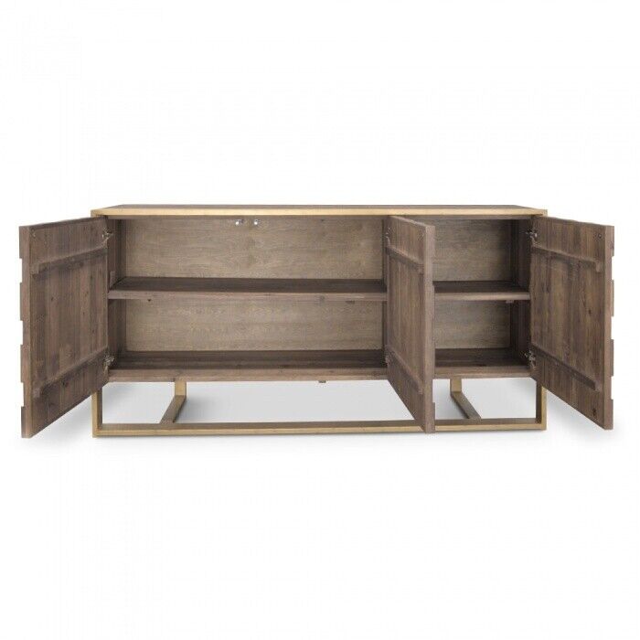 NEW Sideboard Buffet Unit in Reclaimed fir Wood with golden copper iron frame