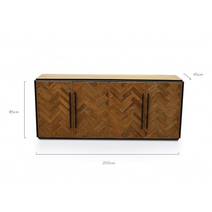 NEW Sideboard Buffet Unit in Reclaimed Elm Wood in herringbone design  200 cm L