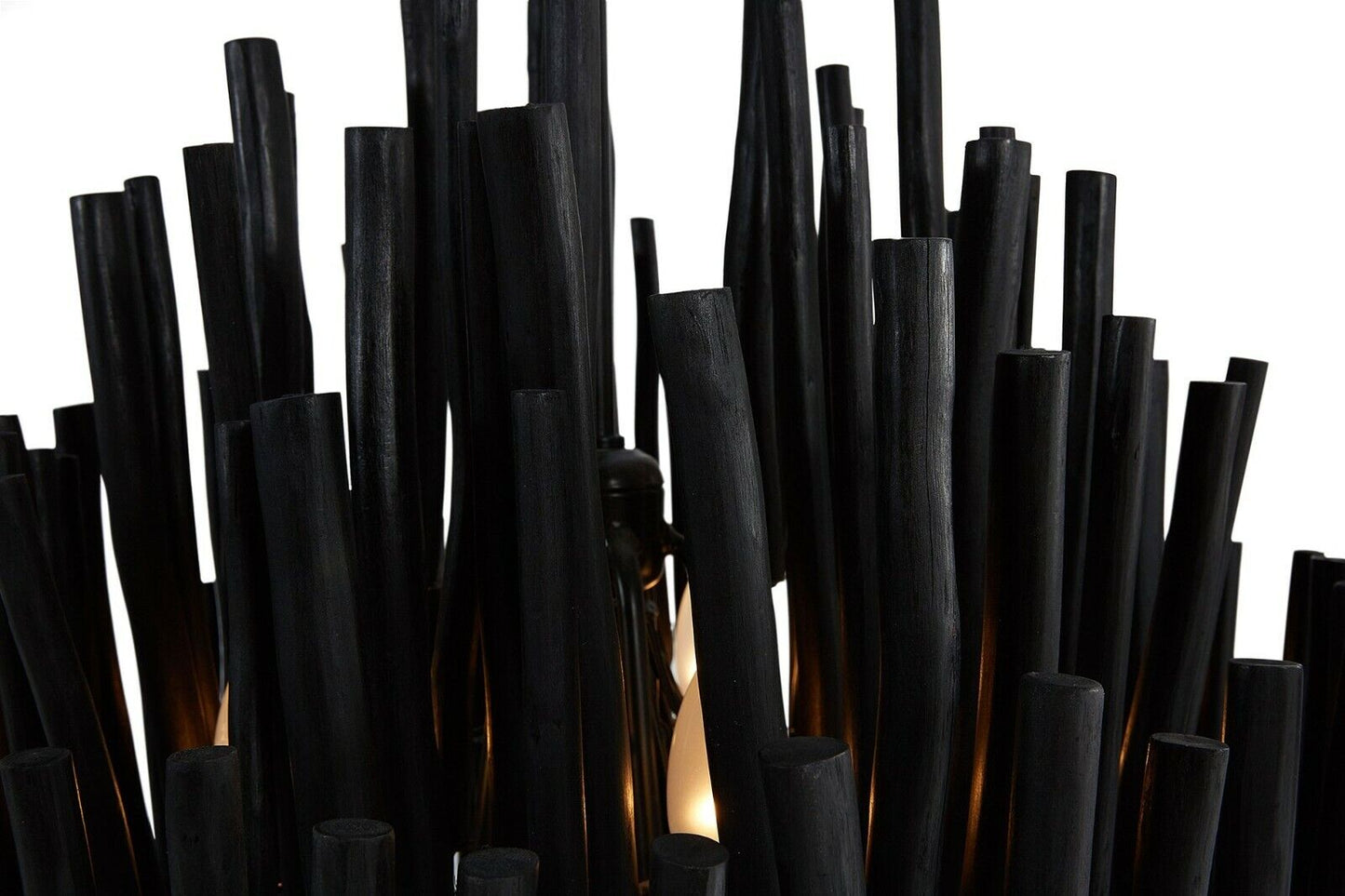 Wooden Candlestick Lamp  Chandelier Black - D53 x H76cm