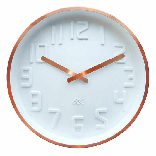 IS Curve White Wall Clock With Copper finish Case and curved dial 40CM,