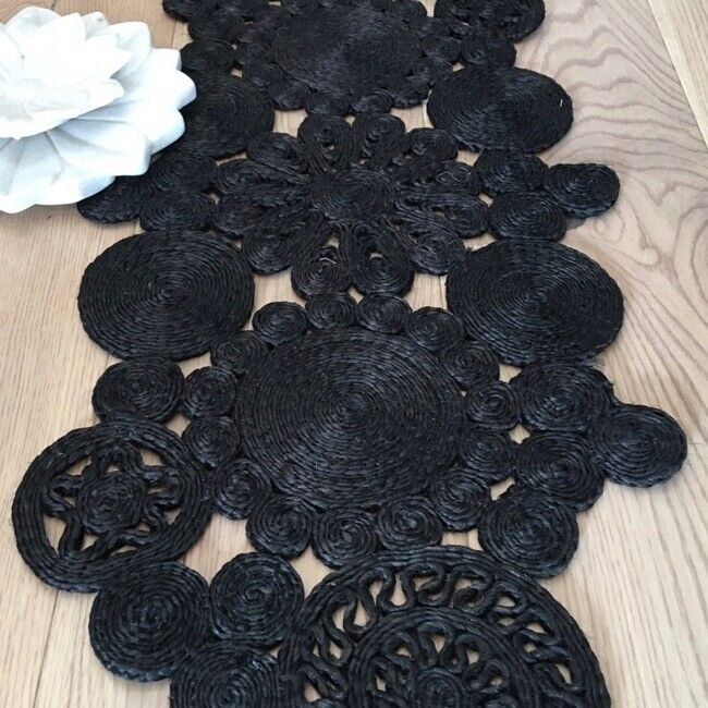 Carnival Handmade Jute Retro Runner Black 100x34cm