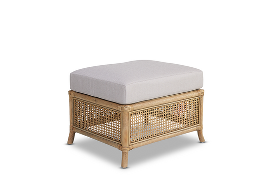 Raffles Rattan Ottoman with cushion mud grey RRP$999