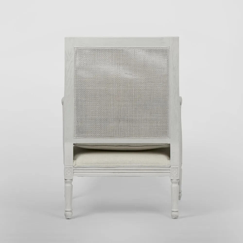 HICKS WHITE RATTAN CANED ARMCHAIR with Cushions by Florabelle