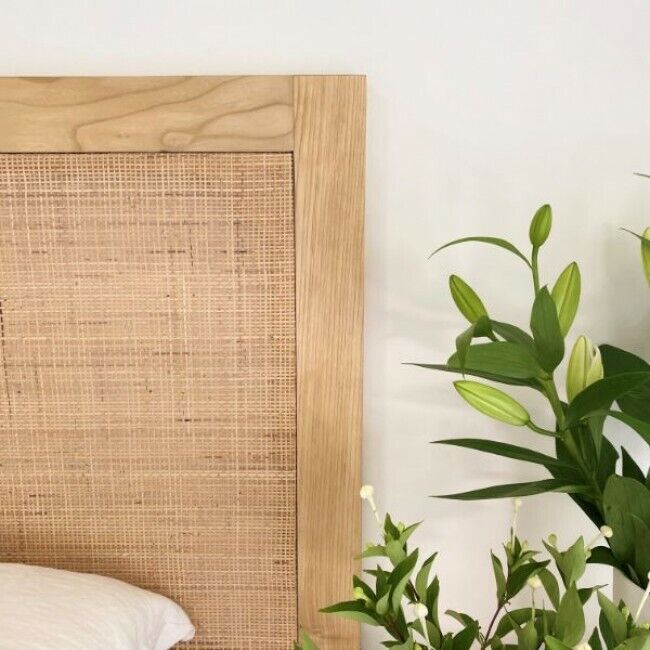 Queen Size Bedhead  Webbing and Teak Frame 160 x 140 cm