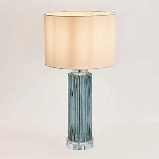 Serento Blue Glass Table Lamp & White Shade By Emac & Lawton