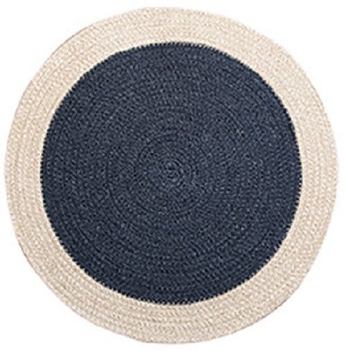 HIGH QUALITY ROUND BLACK JUTE PLACE MAT WITH NATURAL EDGE / CENTRE MAT - 38 CM