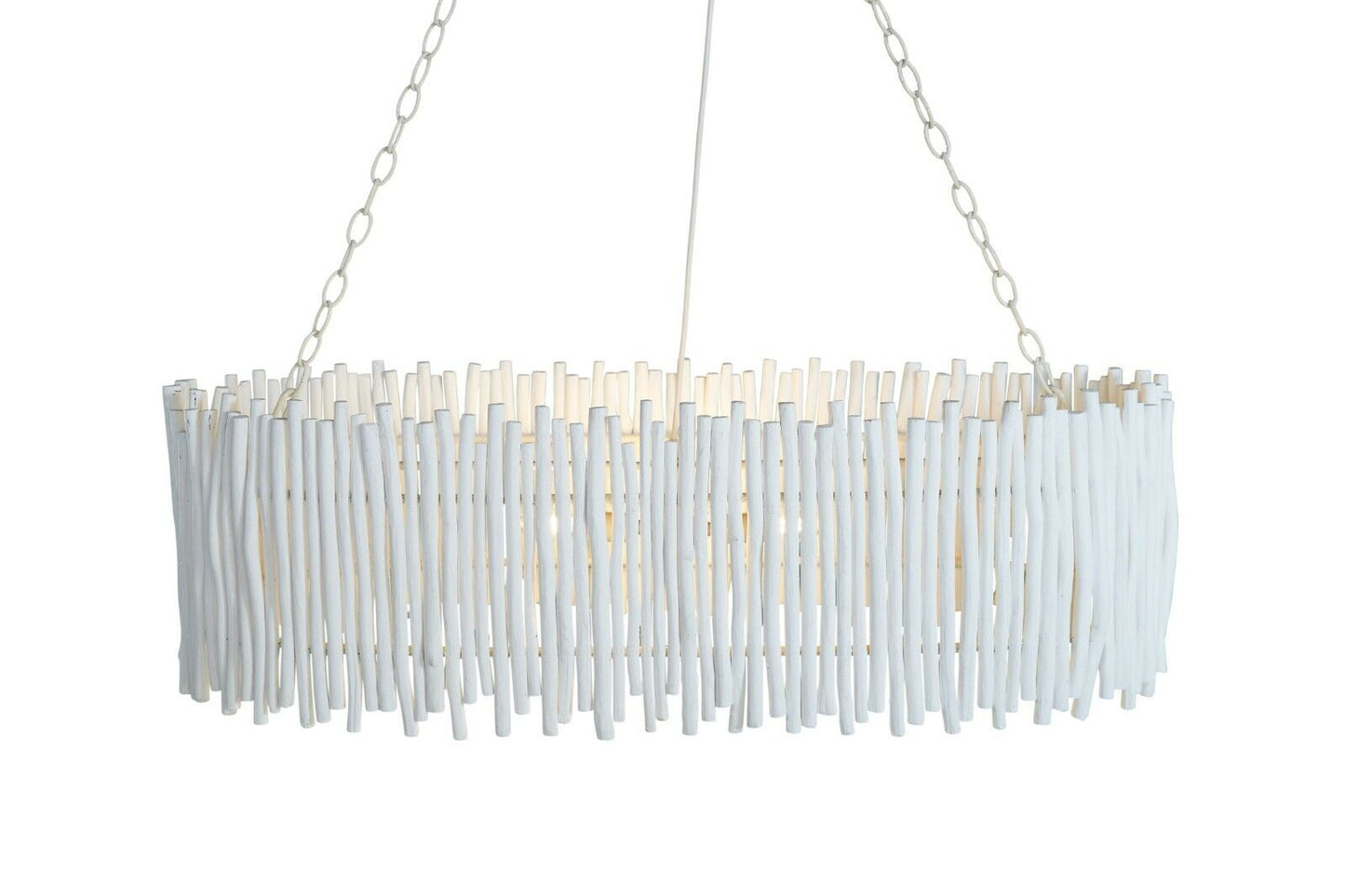 Wood Candlestick Oval Chandelier White - L100 x W45 x H31cm