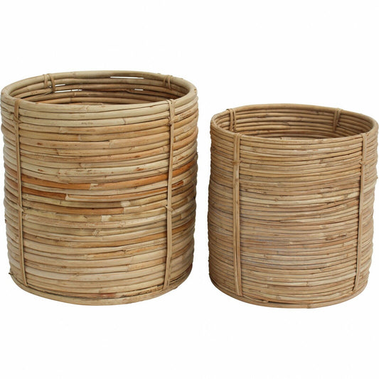 Basket Planter Rattan Set of 2 - L:30x30x30cm S:26x26x26cm