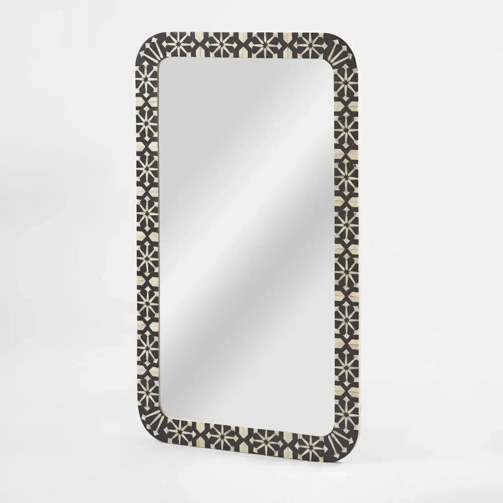Adina Bone Inlay Mirror Grey/White By Florabelle Living