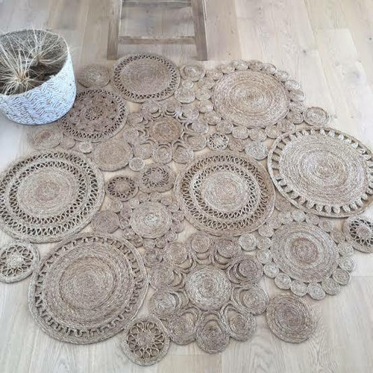 HIGH QUALITY HAND MADE JUTE Floor Rug / Mat Spice Colour 150 cm Diameter