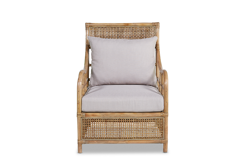 Raffles Rattan Armchair with cushion mud grey RRP$1849