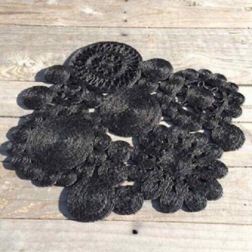 HIGH QUALITY Handmade BLACK JUTE PLACE MAT / CENTRE MAT  45 CM WIDE