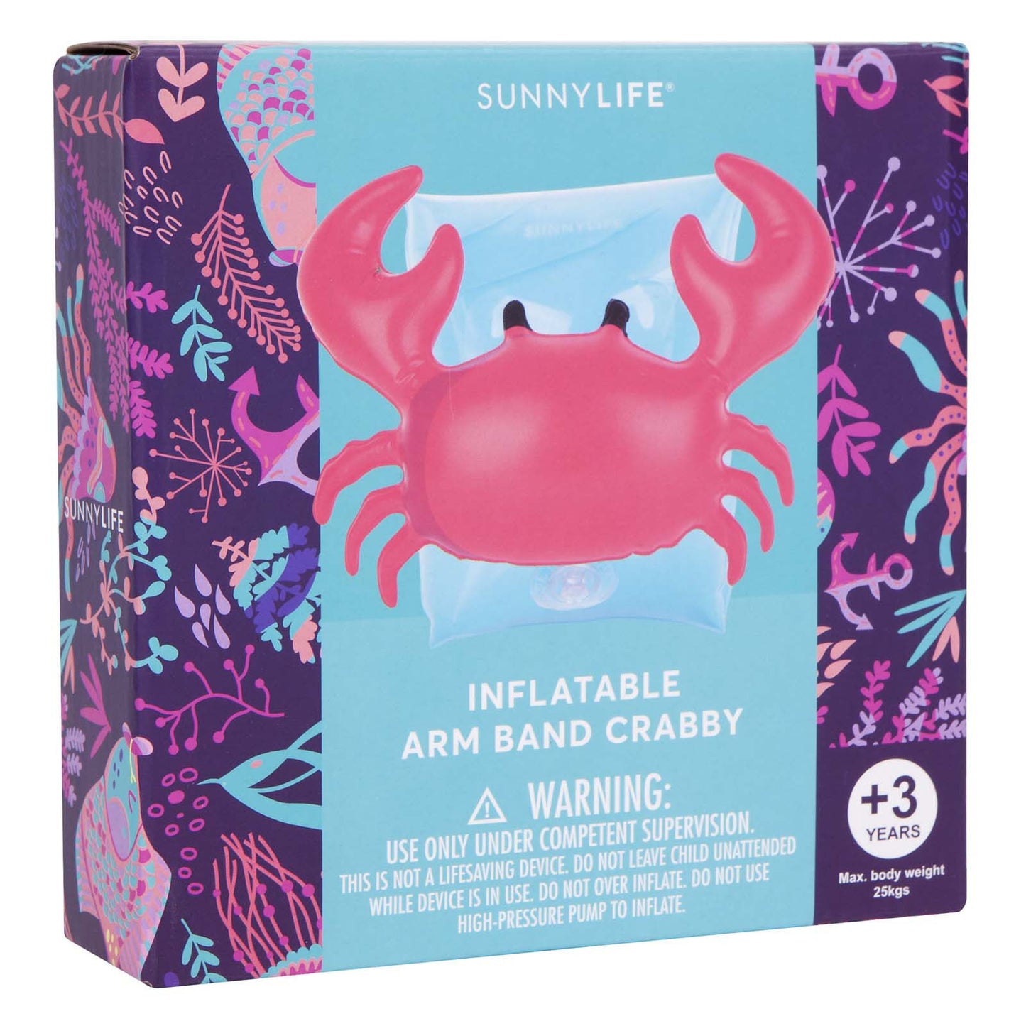 SUNNYLIFE INFLATABLE ARM BAND CRABBY - POOL OR BEACH TOY AID  - 16 x 20 x 15 cm