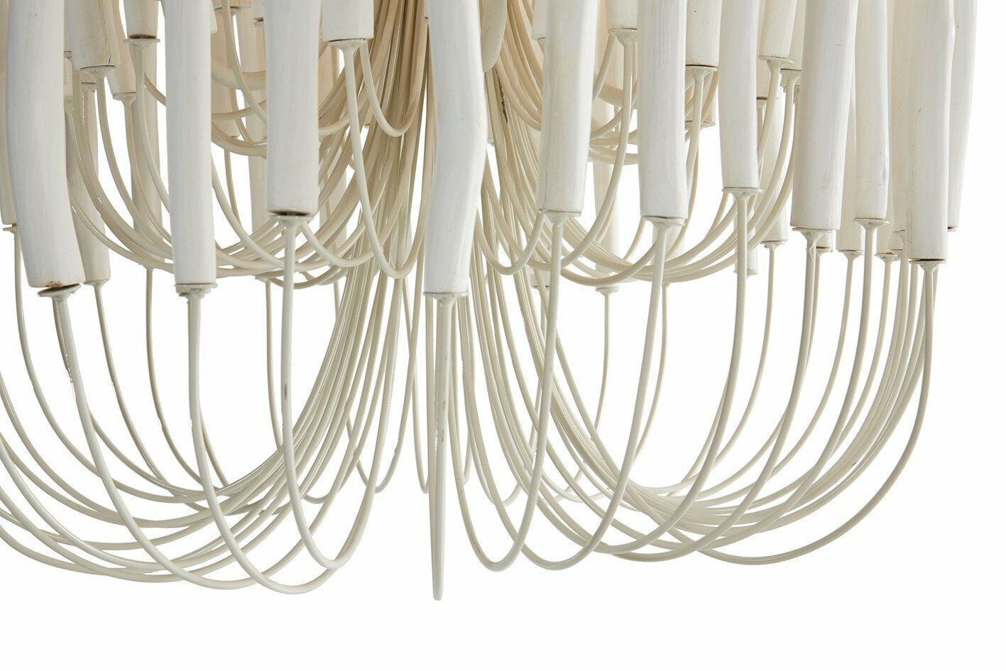 Wooden Candlestick Lamp Chandelier White - D53 x H76cm