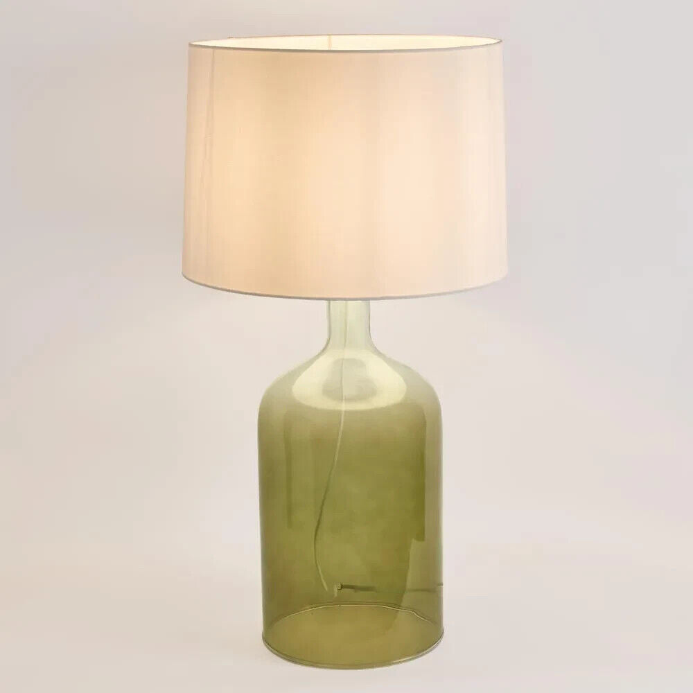 Henley Green Glass Table Lamp & White Shade By Emac & Lawton
