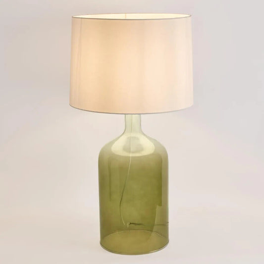 Henley Green Glass Table Lamp & White Shade By Emac & Lawton