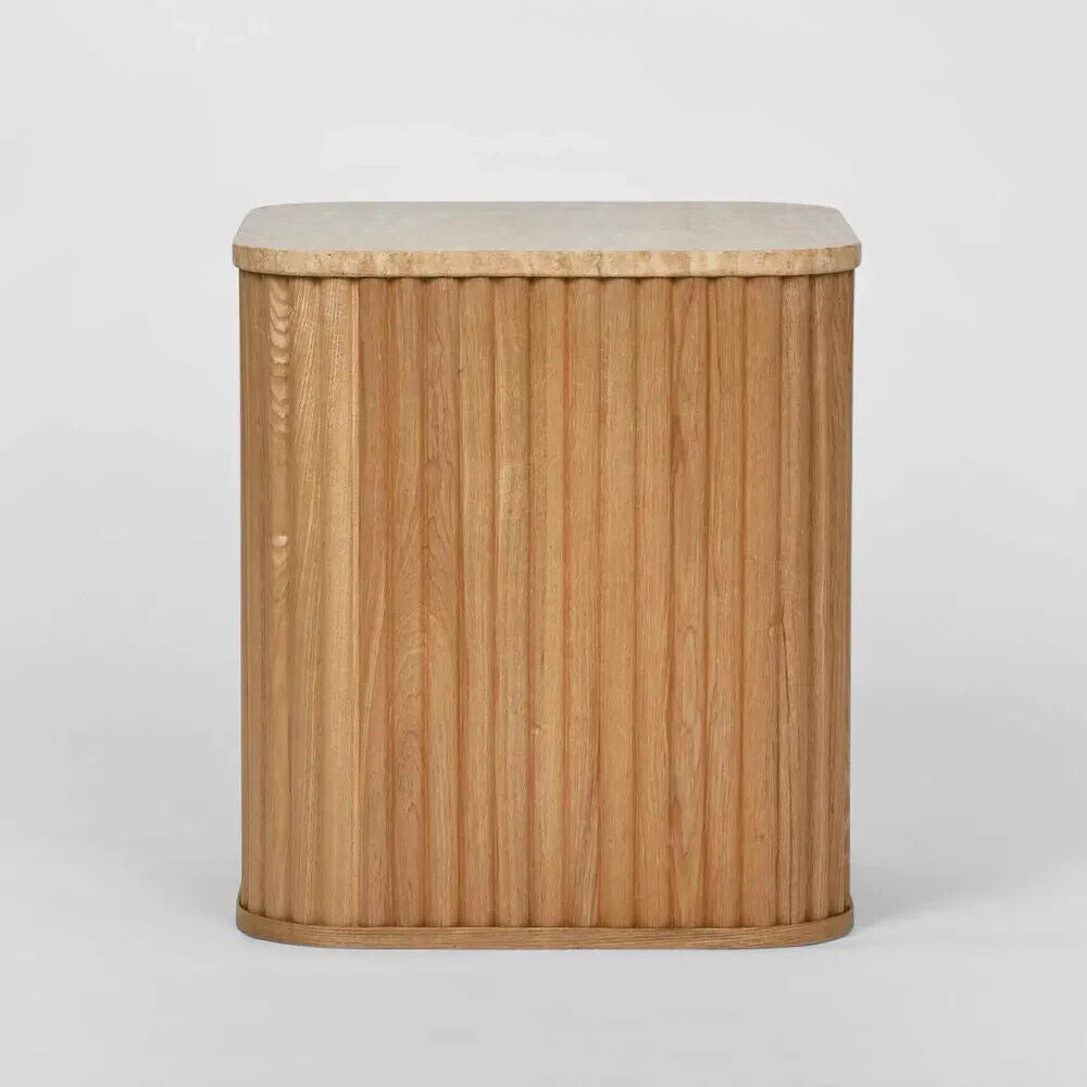 TRAVERTINE OAK SIDE TABLE By Florabelle Living