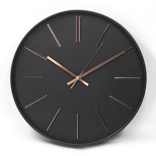 CLARA BLACK / ROSE GOLD 40CM SILENT WALL CLOCK