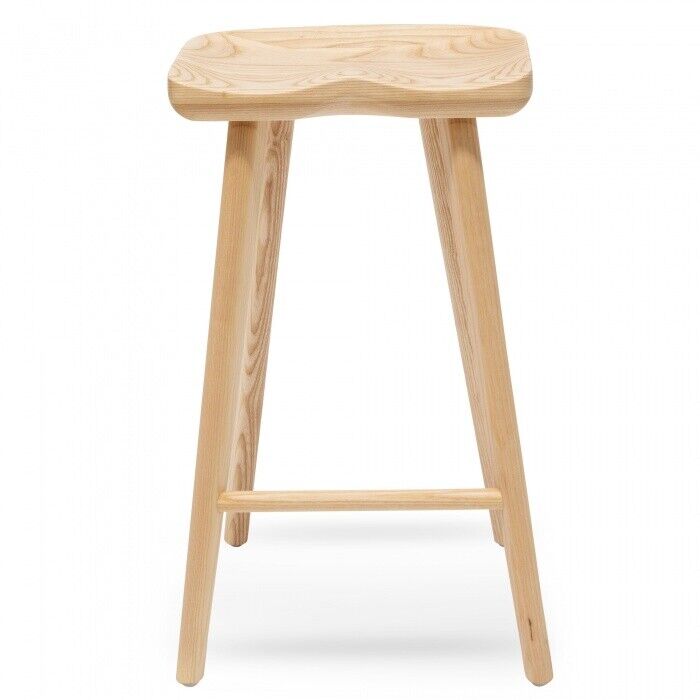 Scandinavian style solid ash wood Bar stool  natural  finish 40.5 W x 65.5 Hcm