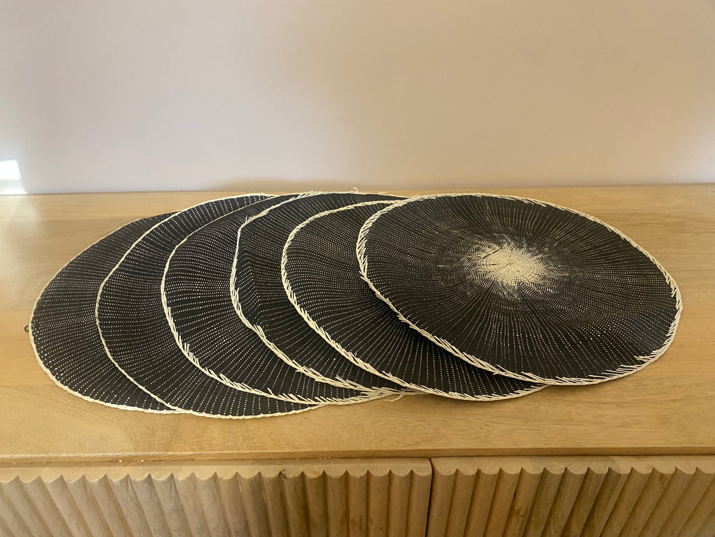 Set of 6 boho black placemats
