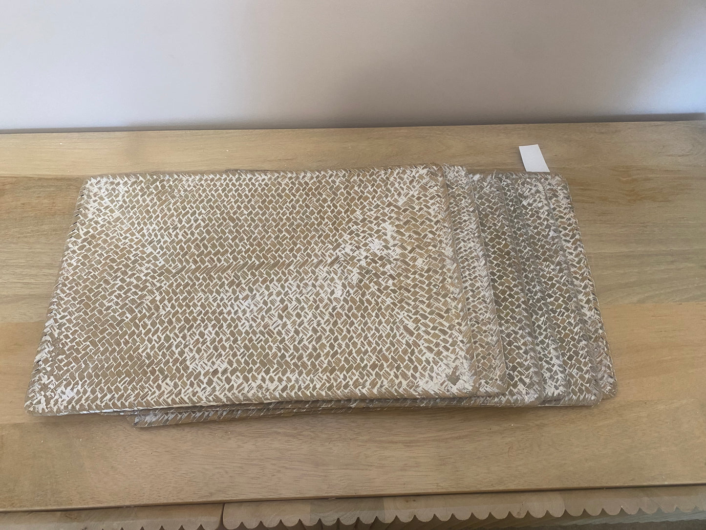 Set of 6 whitewash long weave placemats 45 x 30 cm