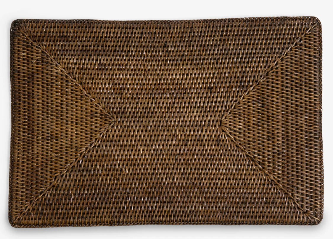 Rattan brown centre mat 46 x 30 cm