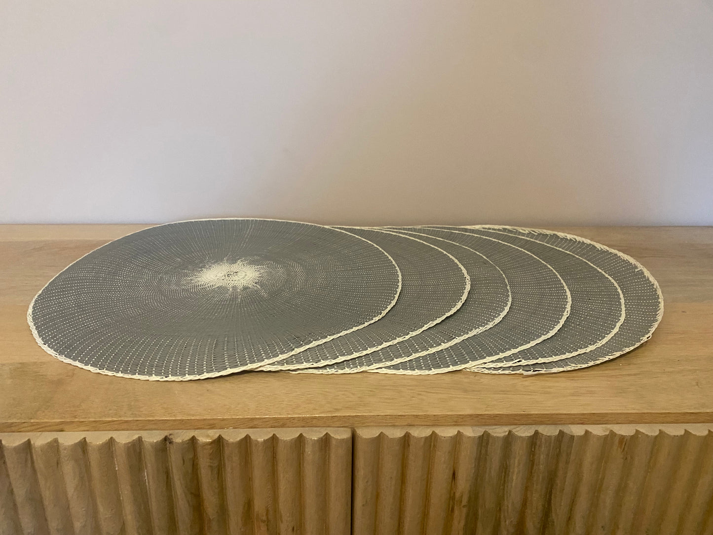 Set of 6 Boho stone grey placemats - 38 cm