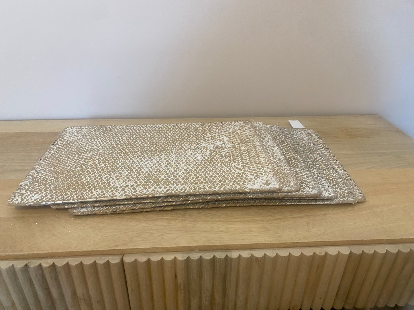 Set of 6 whitewash long weave placemats 45 x 30 cm