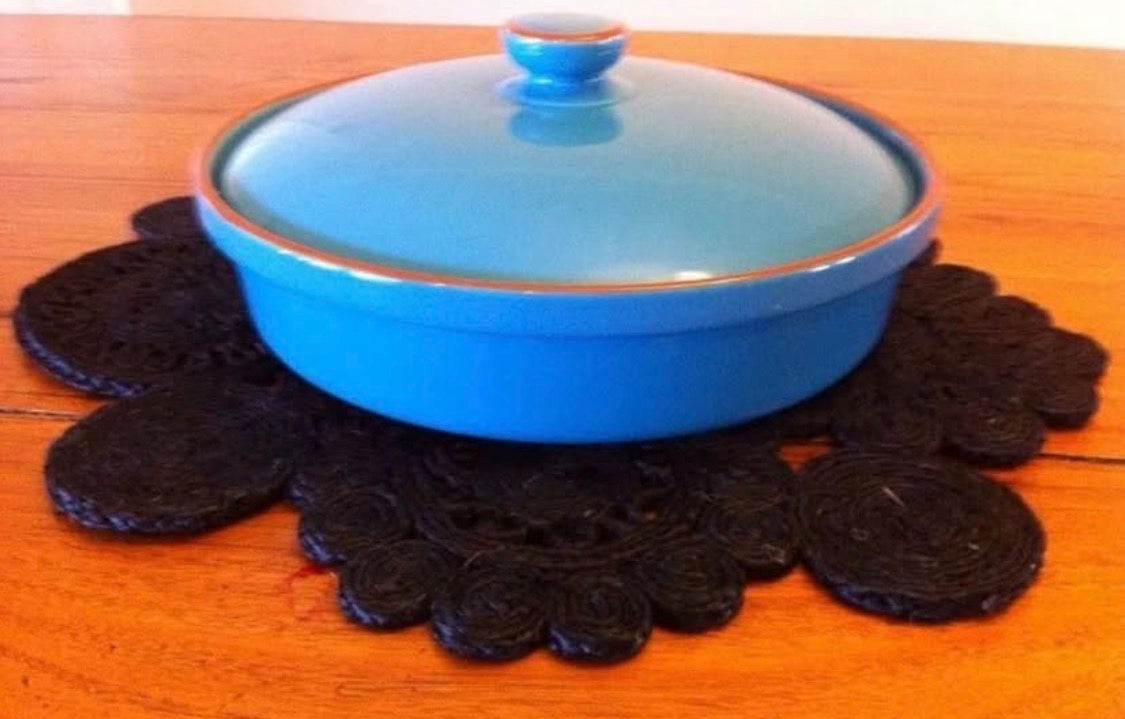 Black HANDMADE JUTE RETRO 45CM PLACEMAT