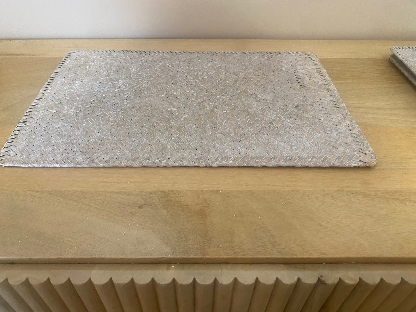 Set of 6 - grey natural wash long weave place mats