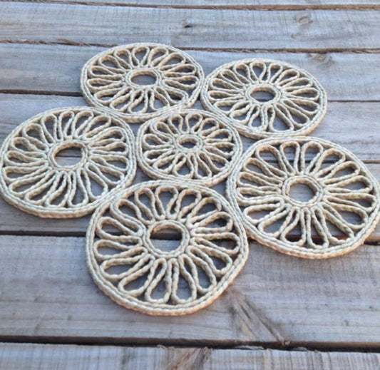 Handmade jute spiro centre mat - 40 cm diameter