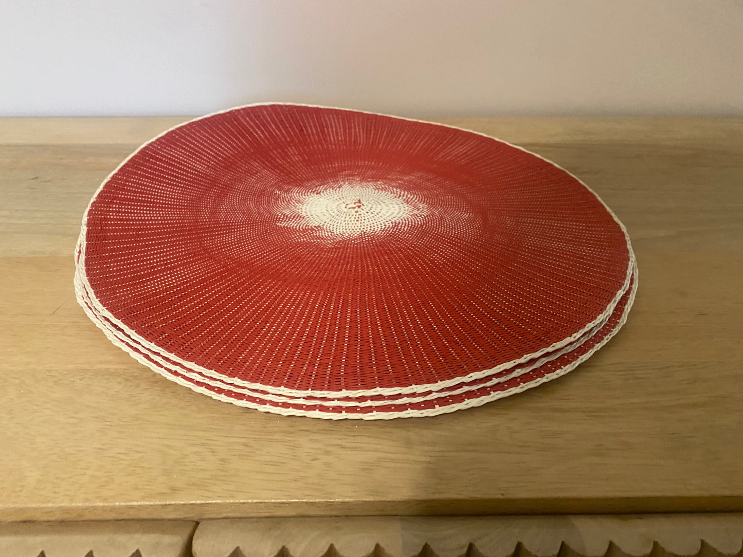 Set of 6 Boho vintage red placemats - 38 cm