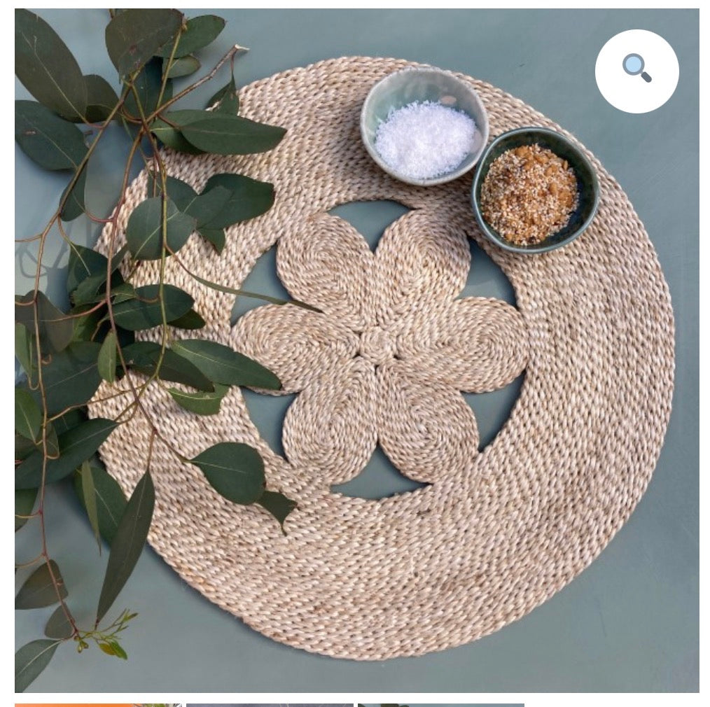 Handmade Jute Flower placemat / centre mat natural - 40 cm dia