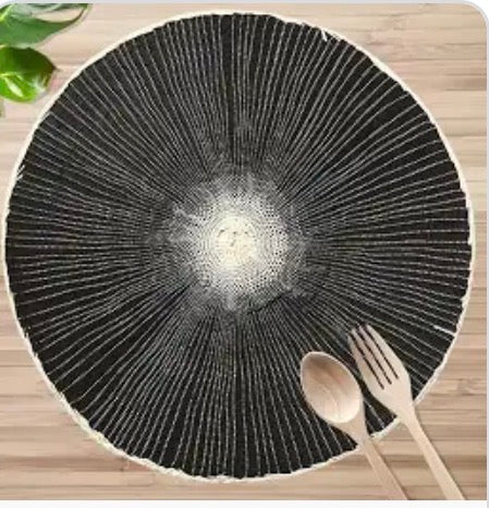 Set of 6 boho black placemats