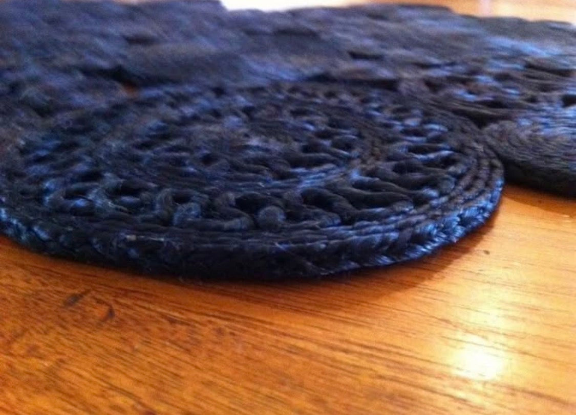 Black HANDMADE JUTE RETRO 45CM PLACEMAT