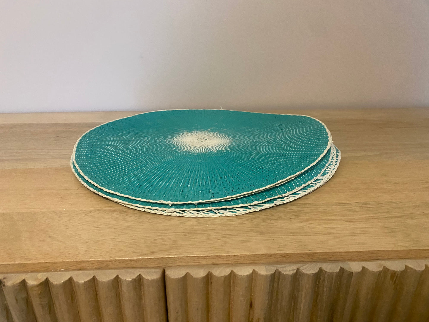 Set of 6 Boho Teal Green placemats - 38 cm diameter