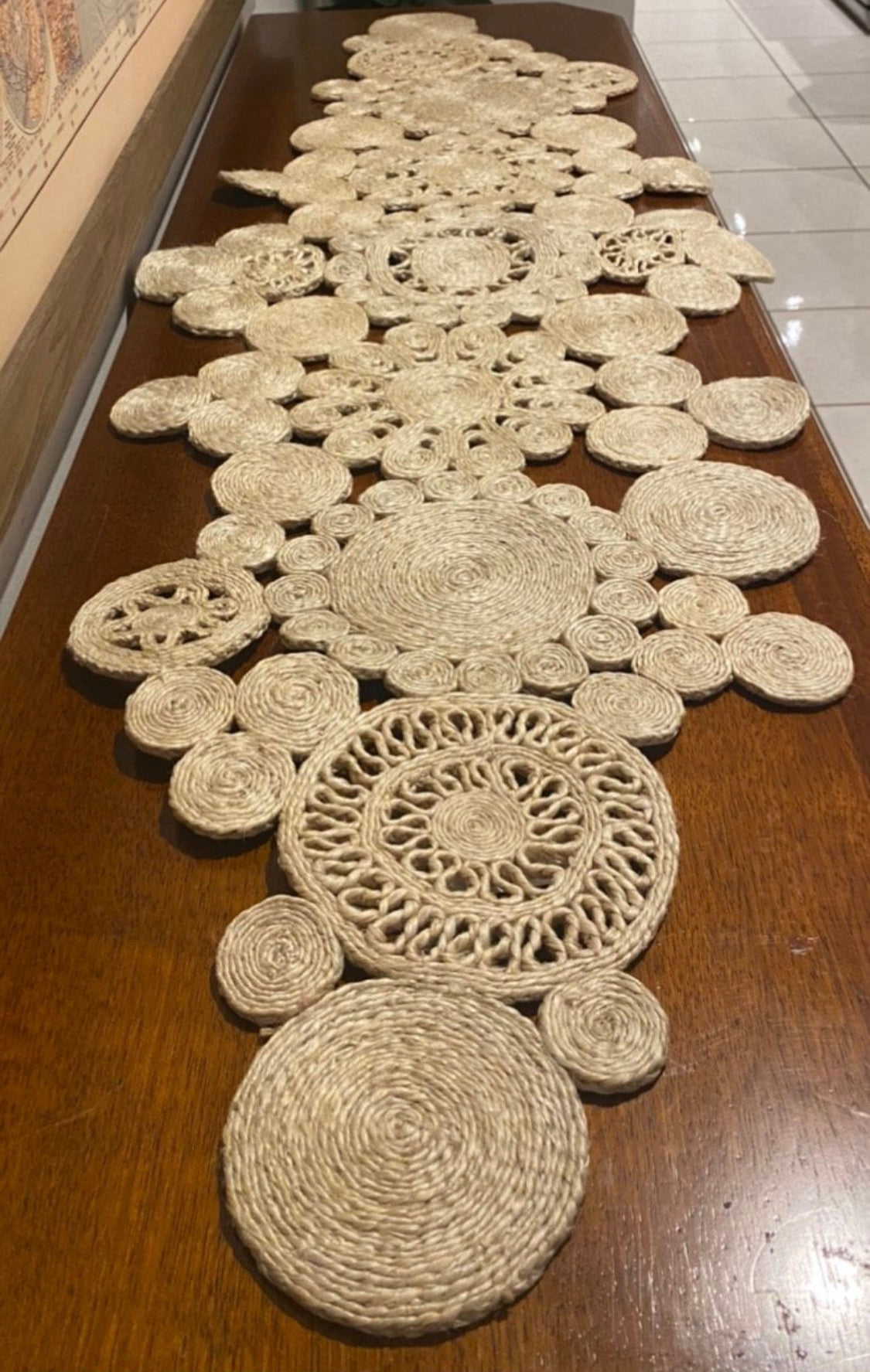 Extra Large Handmade Jute table runner - 150 x 50 cm