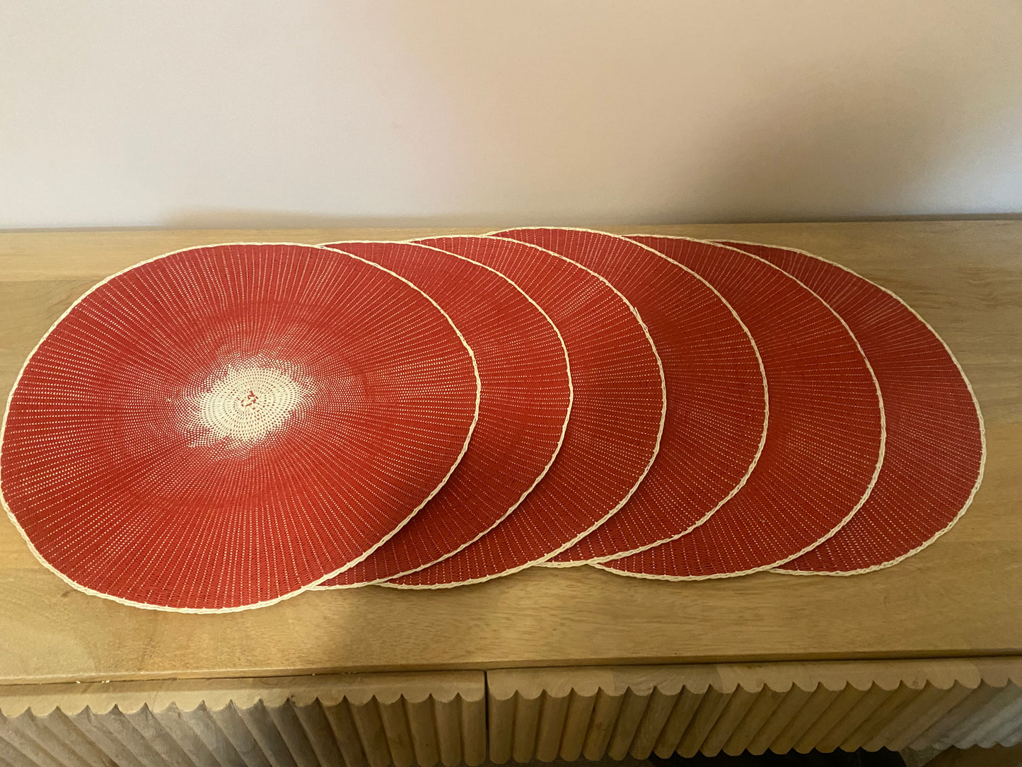 Set of 6 Boho vintage red placemats - 38 cm