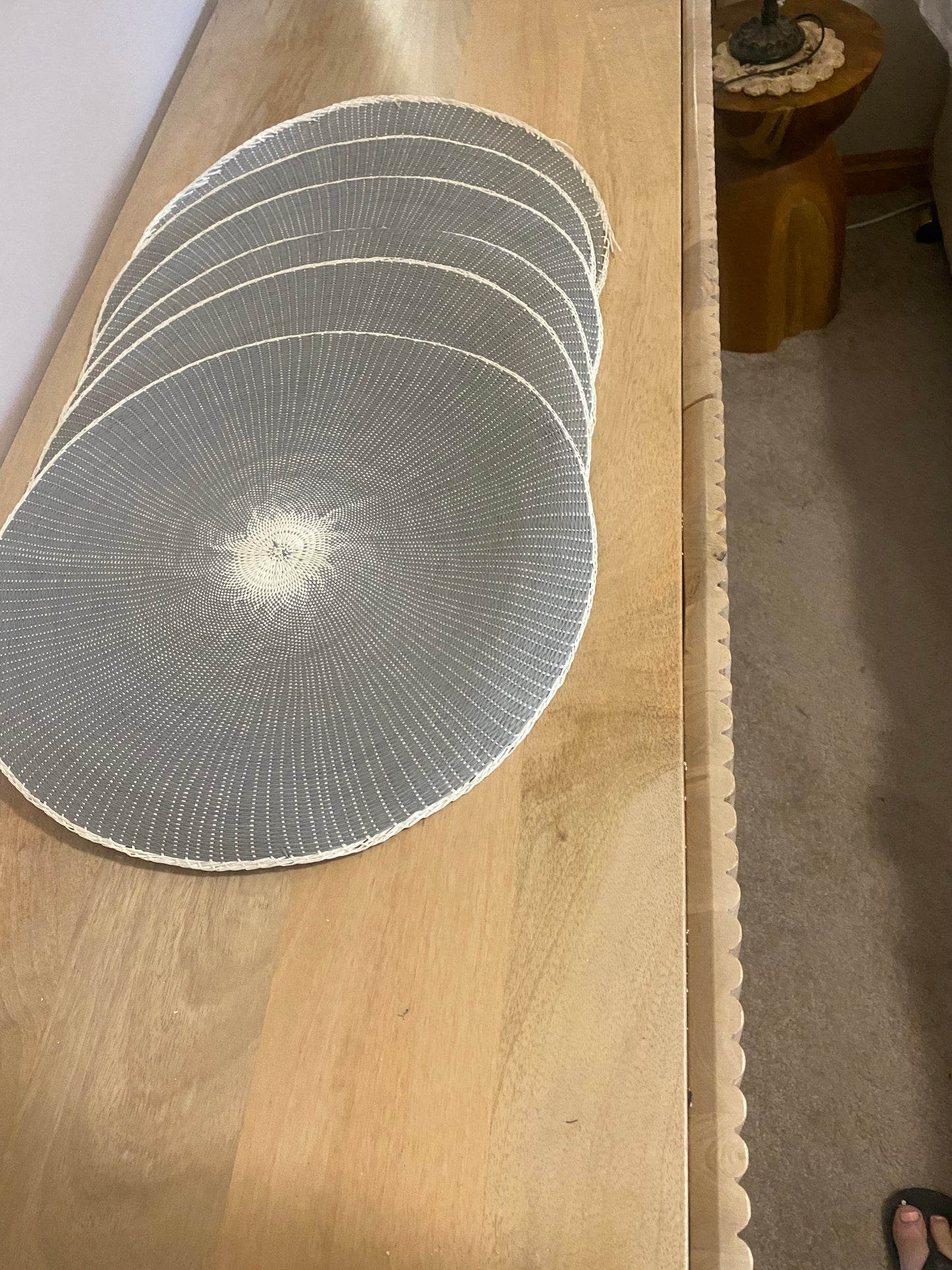 Set of 6 Boho stone grey placemats - 38 cm