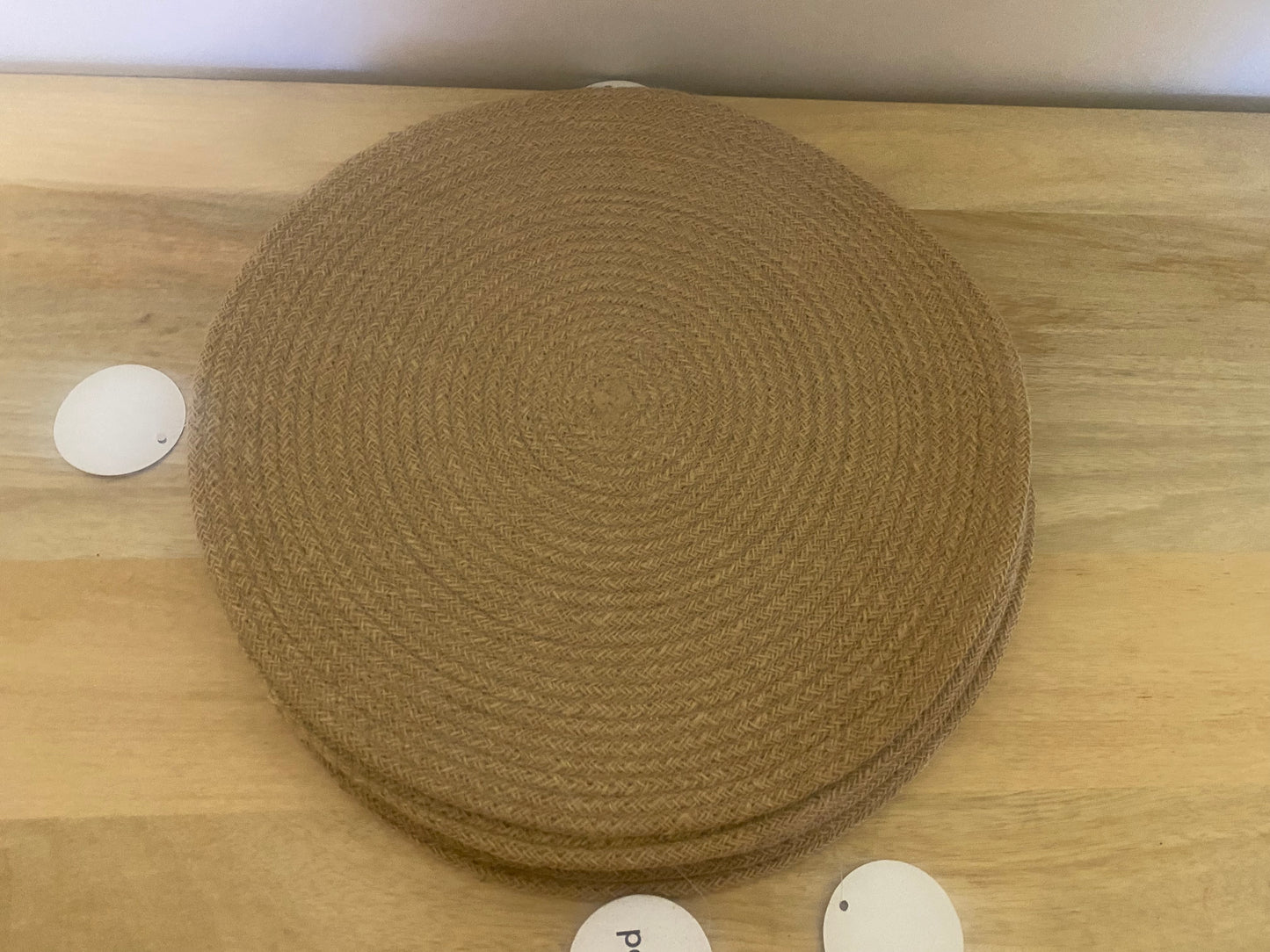 Set of 6 Natural Handwoven thick Jute mats
